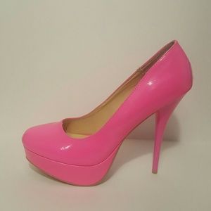 Hot Pink Patent Leather Platform Heels
